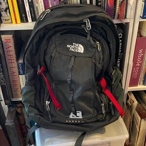 The North Face Black and Red Surge Backpack